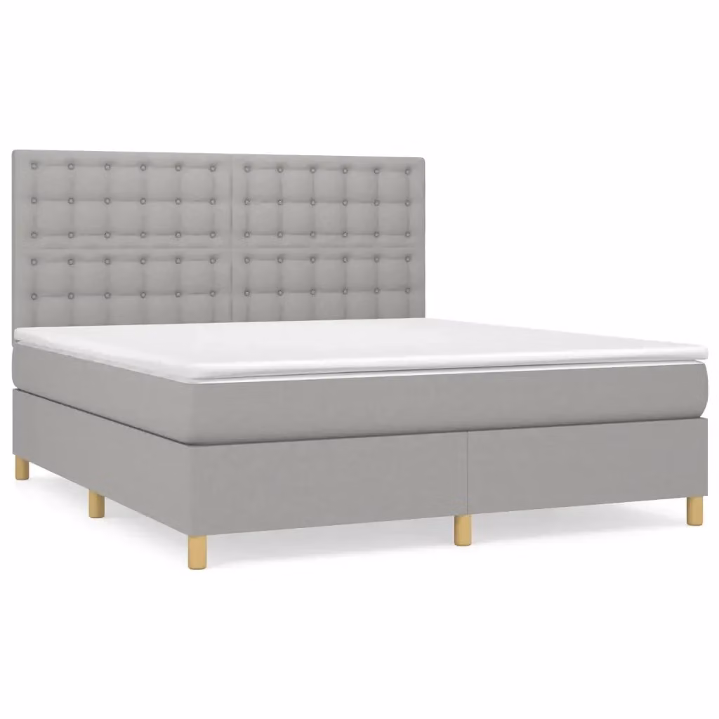 Letto Ibrido con Giroletto a Molle e Materasso vidaXL Grigio Chiaro e Bianco L/P/H: 160 x 200 x 128 cm – 2