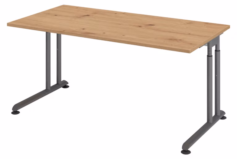 bümö Scrivania Serie-Z - Dimensioni: 160 x 80 cm, Decorazione: rovere nodoso, Struttura: grafite