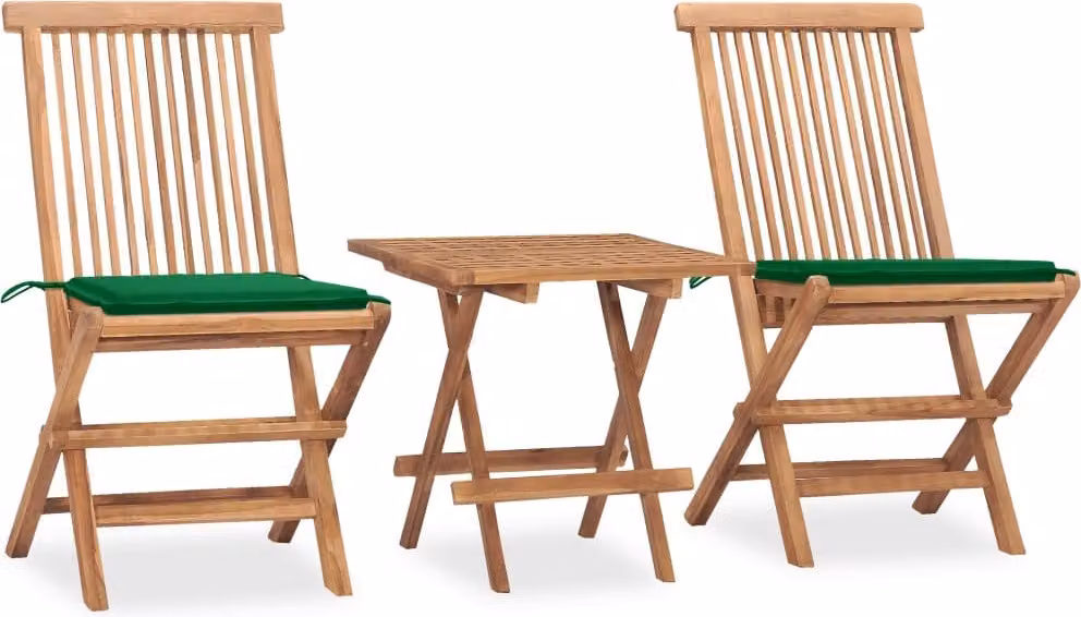 Maison Exclusive - Set da pranzo da giardino 3 pezzi con cuscini Pieghevole Legno massello di teak