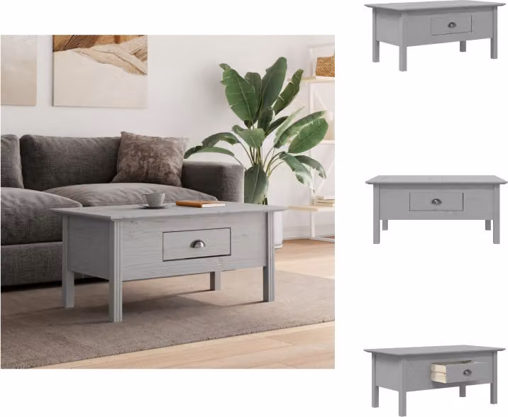 vidaXL Tavolino BODO Grigio 100x55x45 cm in legno di pino massiccio - Tavolini da caffè