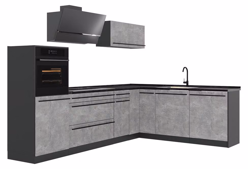 Cucina angolare completa Vicco R-Line Calcestruzzo/Antracite 287 x cm piano di lavoro Antracite, Model 67521