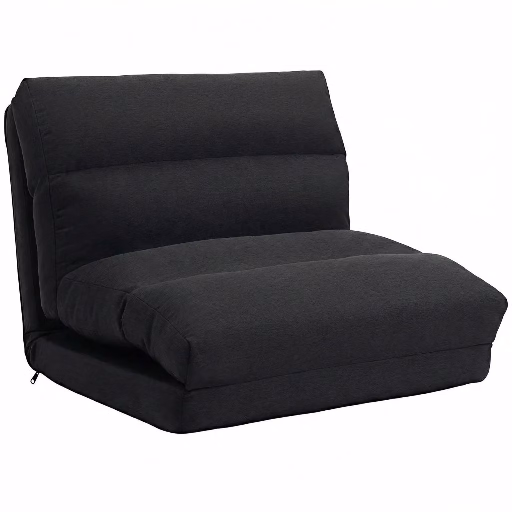 Poltrona reclinabile da pavimento trasformabile in letto WISHDOR nera in tessuto con struttura in metallo L/P/H: 70 x 72 x 56 cm – 2