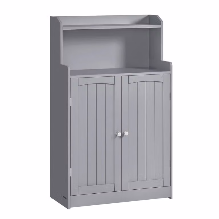 Mobiletto Bagno con Ante e Ripiani Regolabili Design Moderno, Grigio Tortora