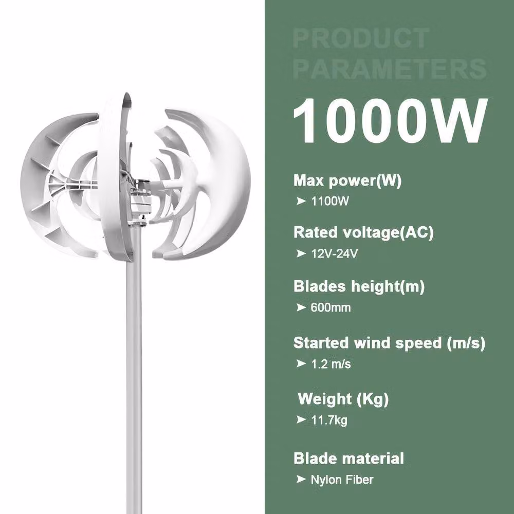 Turbina eolica - Generatore eolico - Turbina eolica verticale - Generatore di energia eolica - Potenza: 1000W