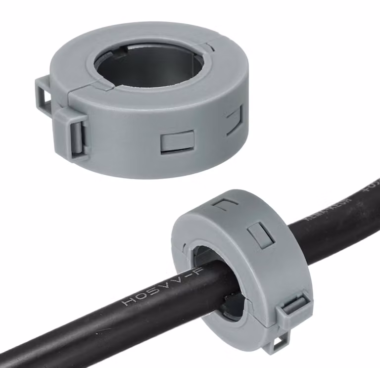 Anello ferromagnetico con clip, 23 mm, filtro EMI/RFI, colore grigio