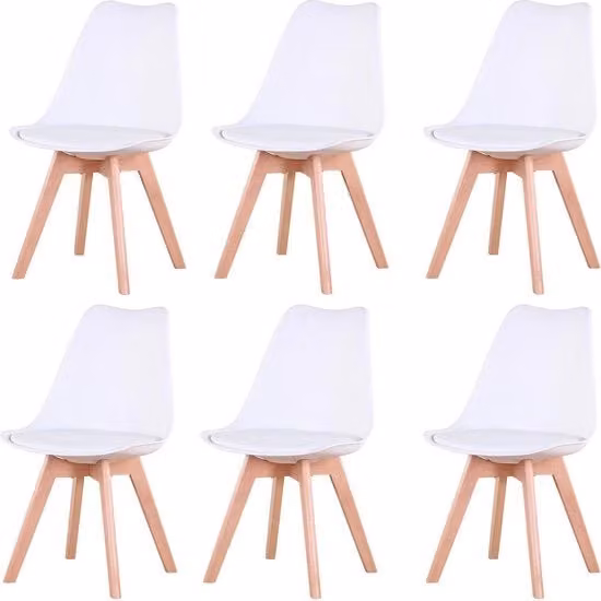 Set di 6 sedie da pranzo - 6 pezzi - gambe in legno - sedie - sedile da pranzo - bianco - con cuscino Modello: Specifica tecnica: Codice prodotto: