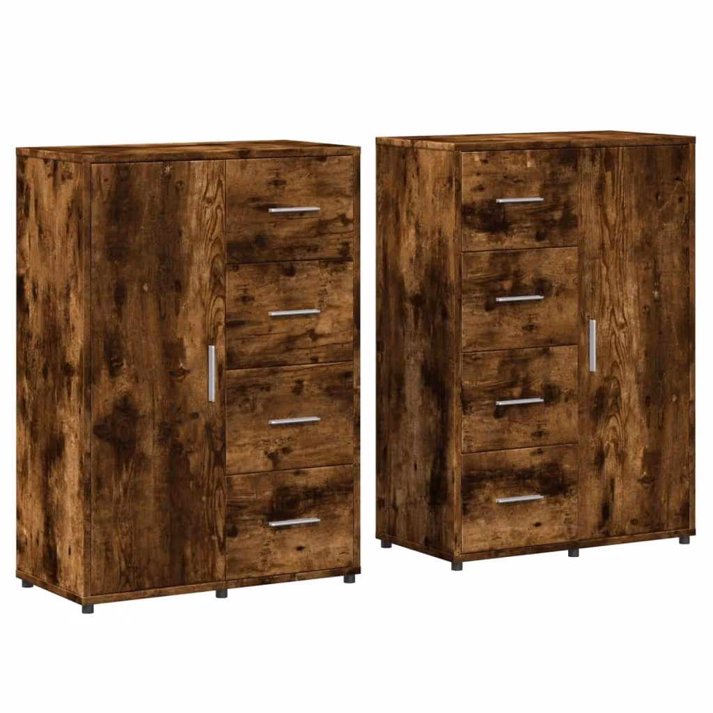 Credenze 2 pz Rovere Fumo 60x31x84 cm in Legno Multistrato