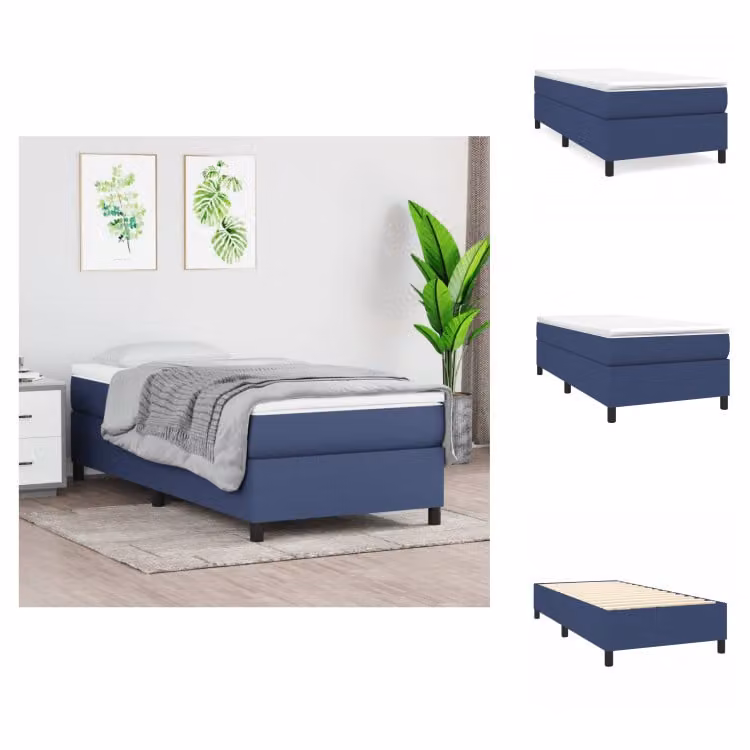 vidaXL Letto a molle con materasso blu 80x200 cm in tessuto - Letti & strutture letto