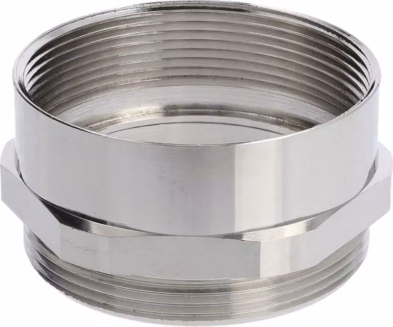 Raccordo intermedio M/M M50x1,5 MSZ-M50 corto esagonale ottone (CuZn) nichelato filettatura di collegamento 9,0 mm - 1 pezzo