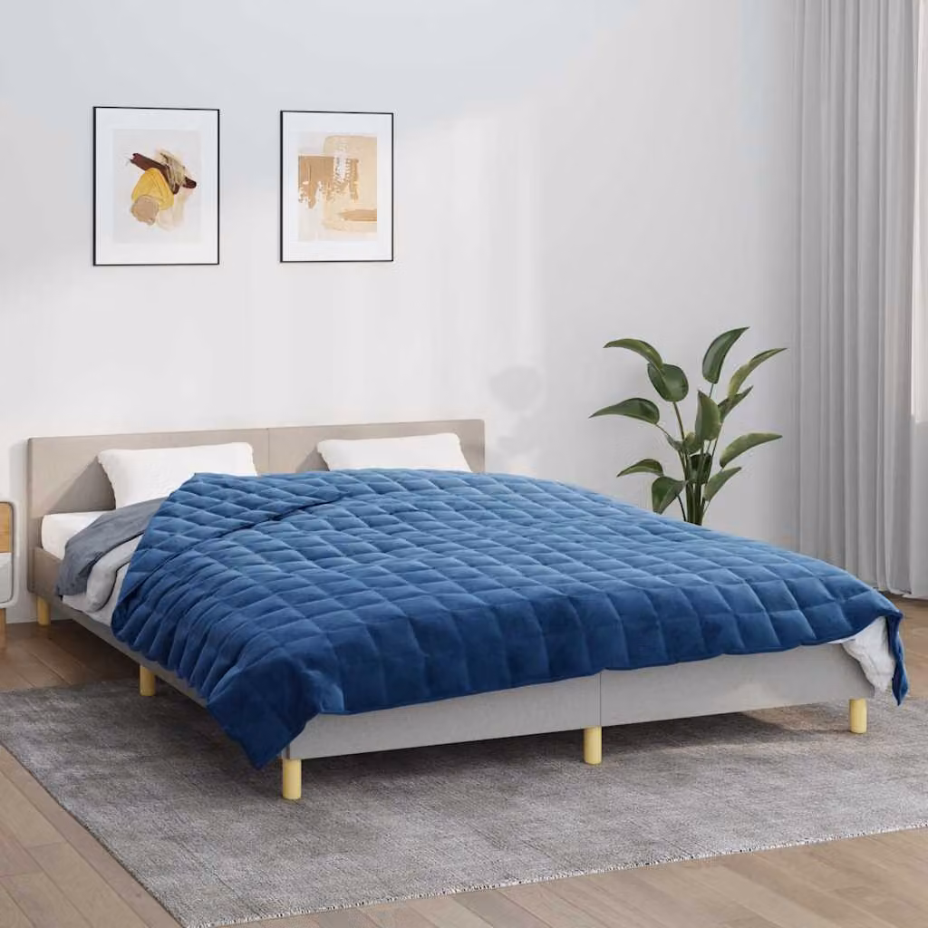 vidaXL Coperta Ponderata Blu in Microfibra Traspirante L: 200 cm, P: 225 cm, Peso: 9 kg