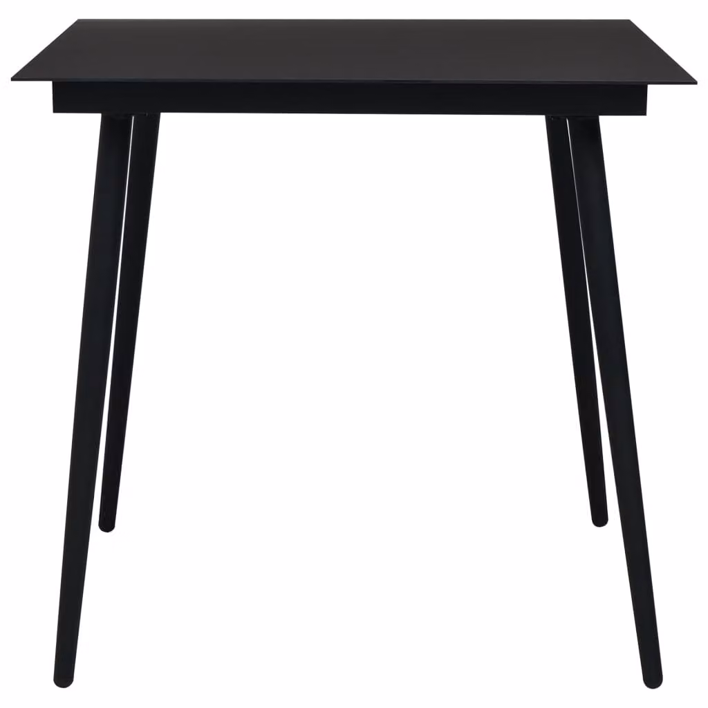 Tavolo da Giardino Nero 80x80x74 cm in Acciaio e Vetro
