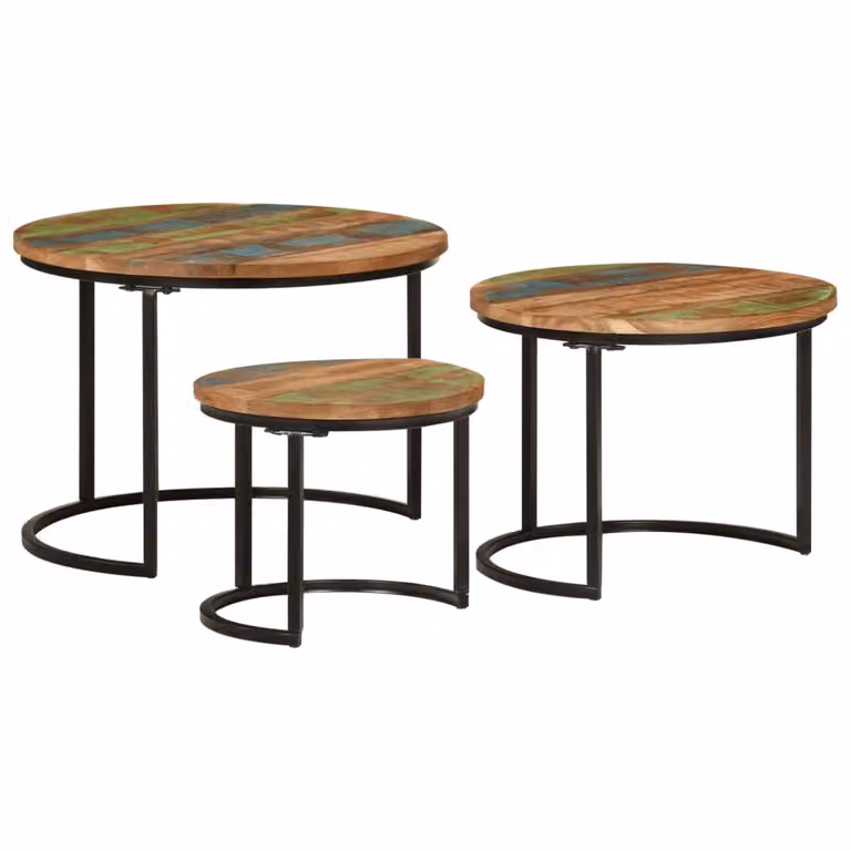 Set tavoli 3 pezzi. Legno massiccio riciclato