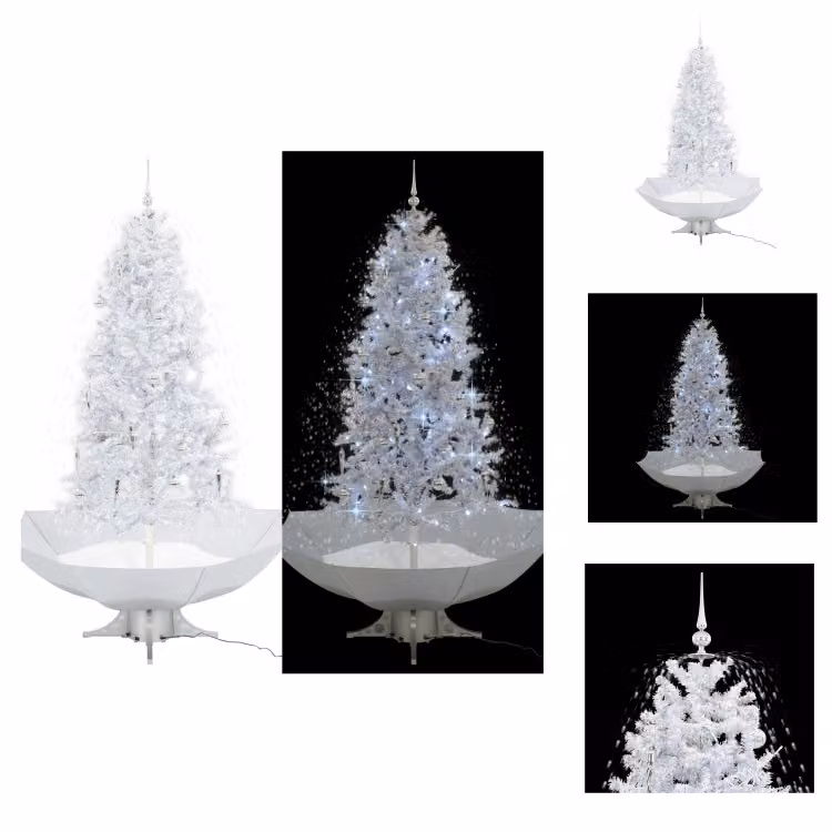 vidaXL Albero di Natale innevato con base ad ombrello bianco 190 cm - Alberi di Natale