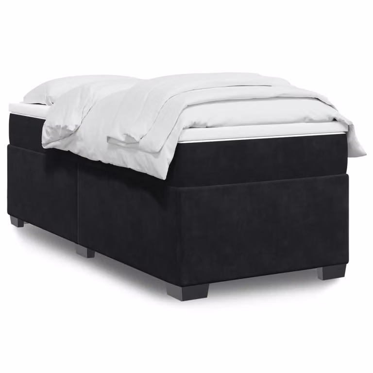 vidaXL Giroletto a Molle con Materasso in Velluto Nero L: 80 cm, P: 200 cm