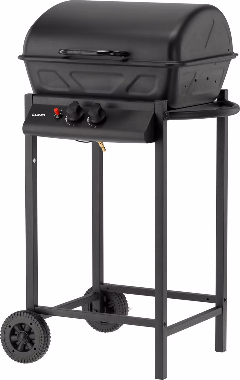 Griglia a gas 5,5 kW, 2 bruciatori, acciaio 60 × 53 x 102 cm