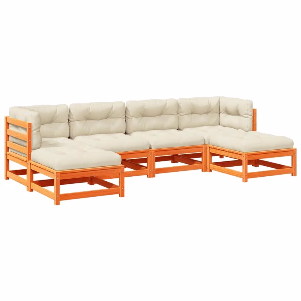 Maison Exclusive - Set Divani Giardino 6pz con Cuscini Marrone Cera Massello Pino