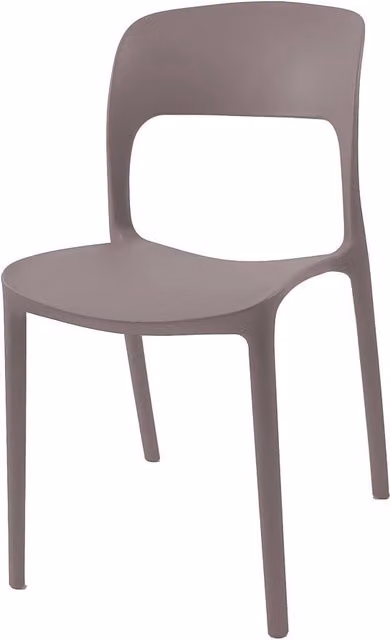 Sedia in polipropilene Vela con schienale ergonomico con apertura centrale colore taupe grey set 4 pezzi