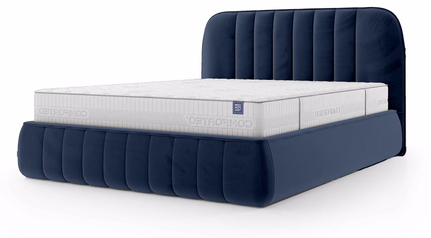 Letto imbottito con contenitore Carla, dimensioni 140 x 200 cm
