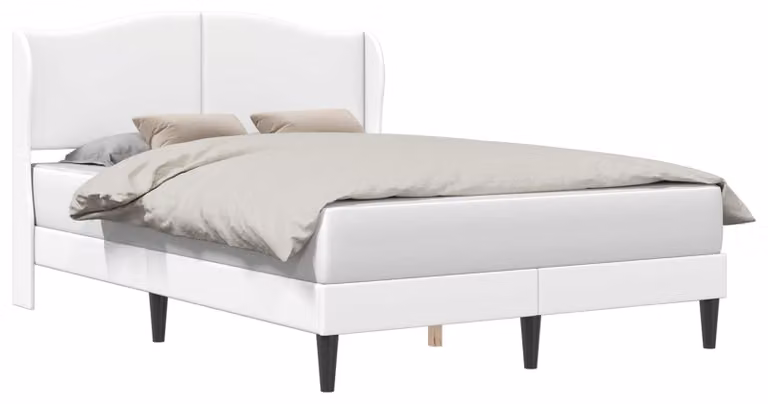 Struttura del letto con testiera Bianco 160 x 200 cm Pelle finta