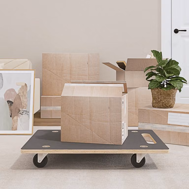 Set di 2 pedane di trasporto rettangolari vidaXL grigie in legno e plastica, L: 80 cm, P: 55 cm, H: 11,5 cm, portata 250 kg