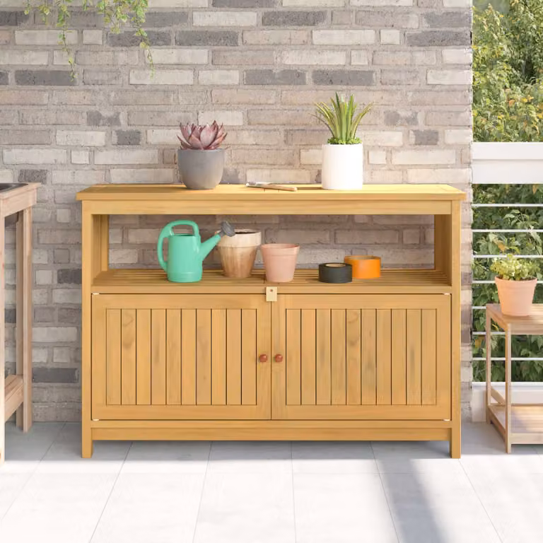 vidaXL Tavolo consolle da giardino in legno di acacia color marrone, L 110 x P 35 x H 75 cm