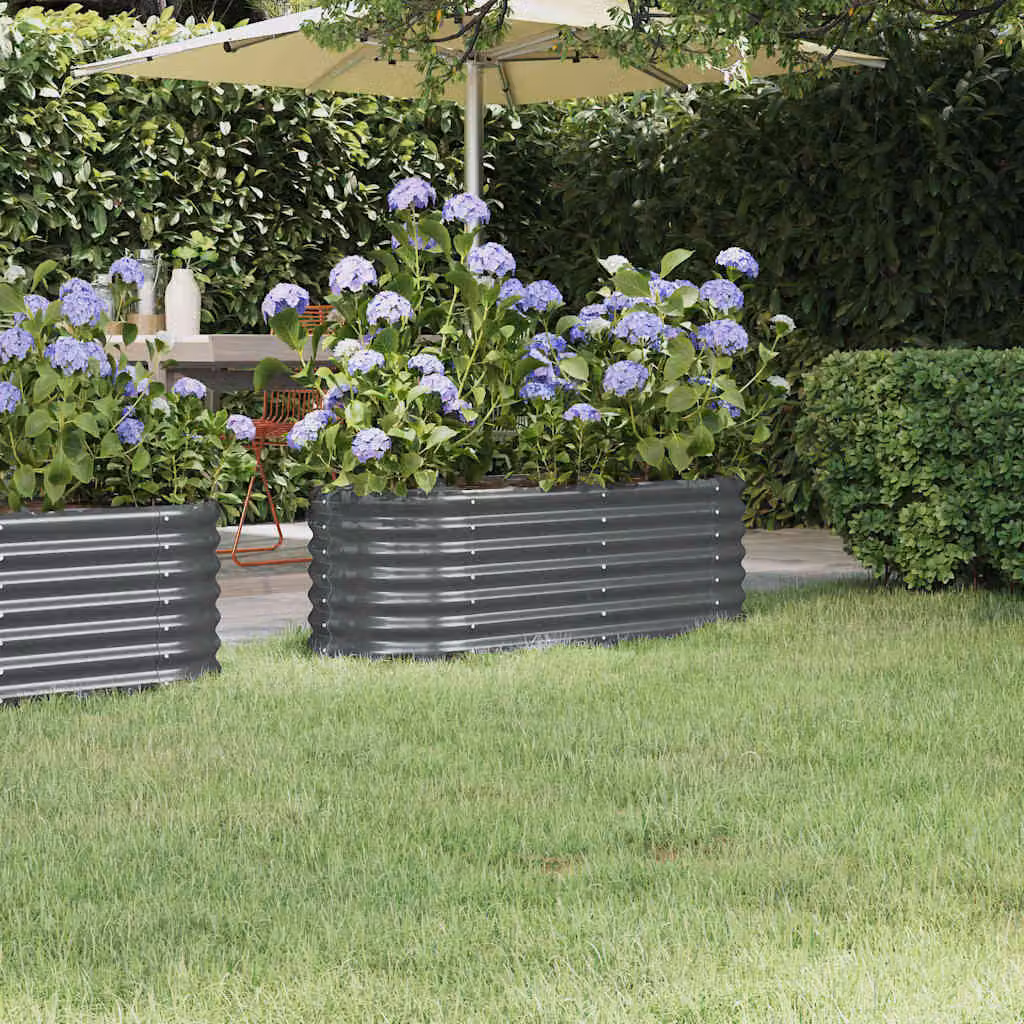 vidaXL Letto rialzato da giardino in acciaio zincato color antracite L: 114 cm, P: 40 cm, H: 36 cm