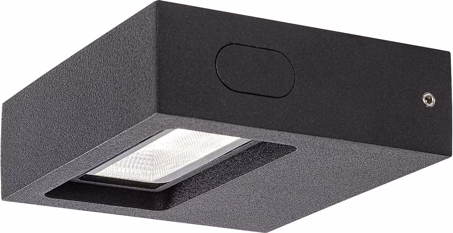 Rabalux 7052 Lampada da parete per esterni Ganges, 7W, 4000K, 575lm, alluminio, nero, quadrato, bianco neutro, IP65, 12cm