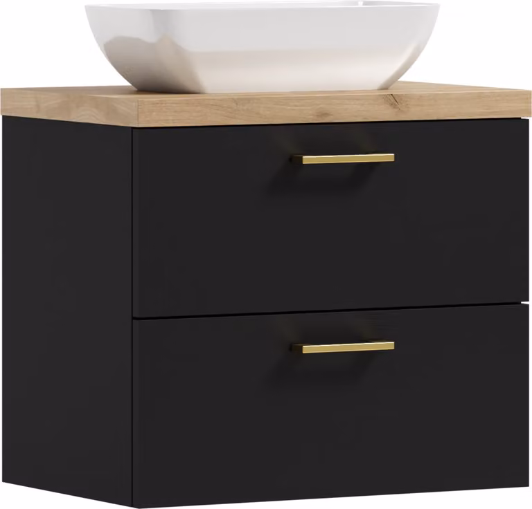 ADK Möbel | Pensile, 53,2x50,5x40,6 cm, nero, con lavabo, LUNA 60