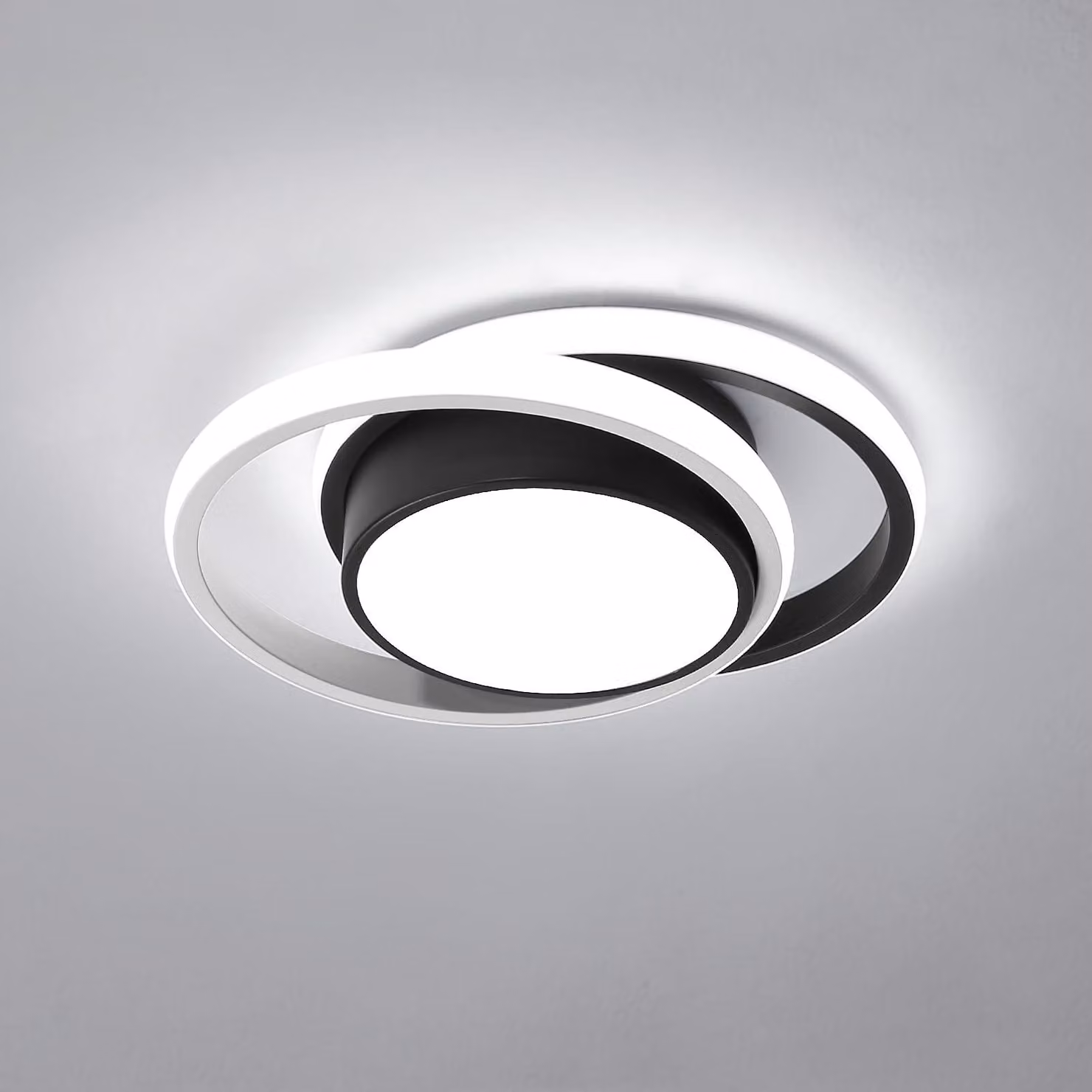 Lampada a soffitto LED moderna, 32W, forma circolare, ideale per camera da letto, bagno, cucina, balcone. Diametro 280mm, luce bianca fredda 6500K, colore nero