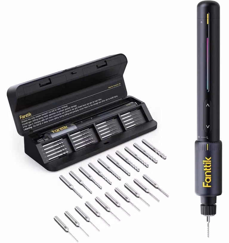 Trapano a batteria mini-elettrico con 20 punte, batteria da 800 mAh, 2 velocità (250/1300 giri/min)
