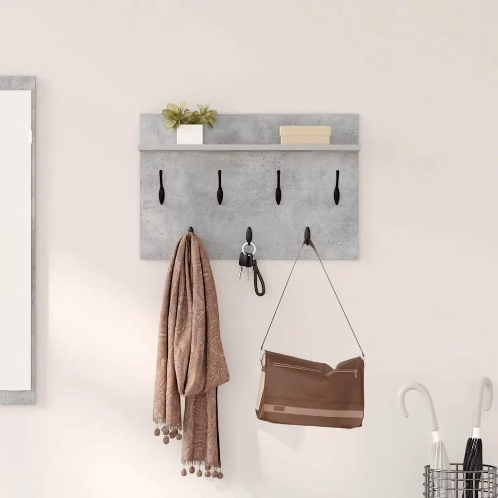 vidaXL Appendiabiti a muro in MDF Grigio, L 60 x P 40 x H 12 cm