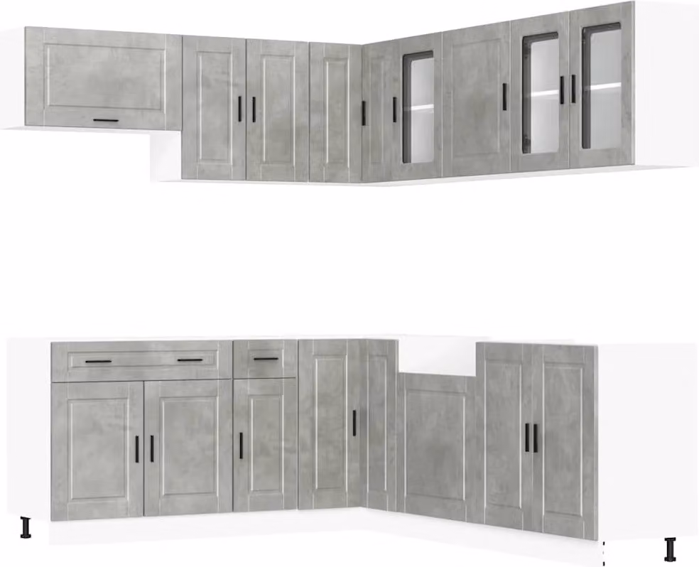 Set Mobili da Cucina 11 pz Porto Grigio Cemento in Truciolato