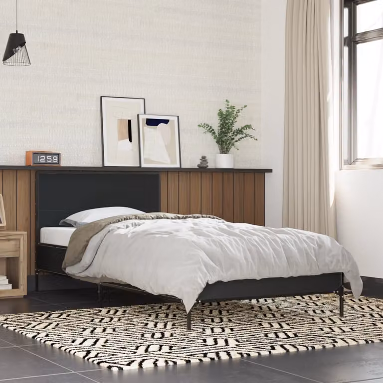 Giroletto vidaXL Nero in Metallo e Legno Multistrato, L/P/H: 90 x 200 x 203 cm