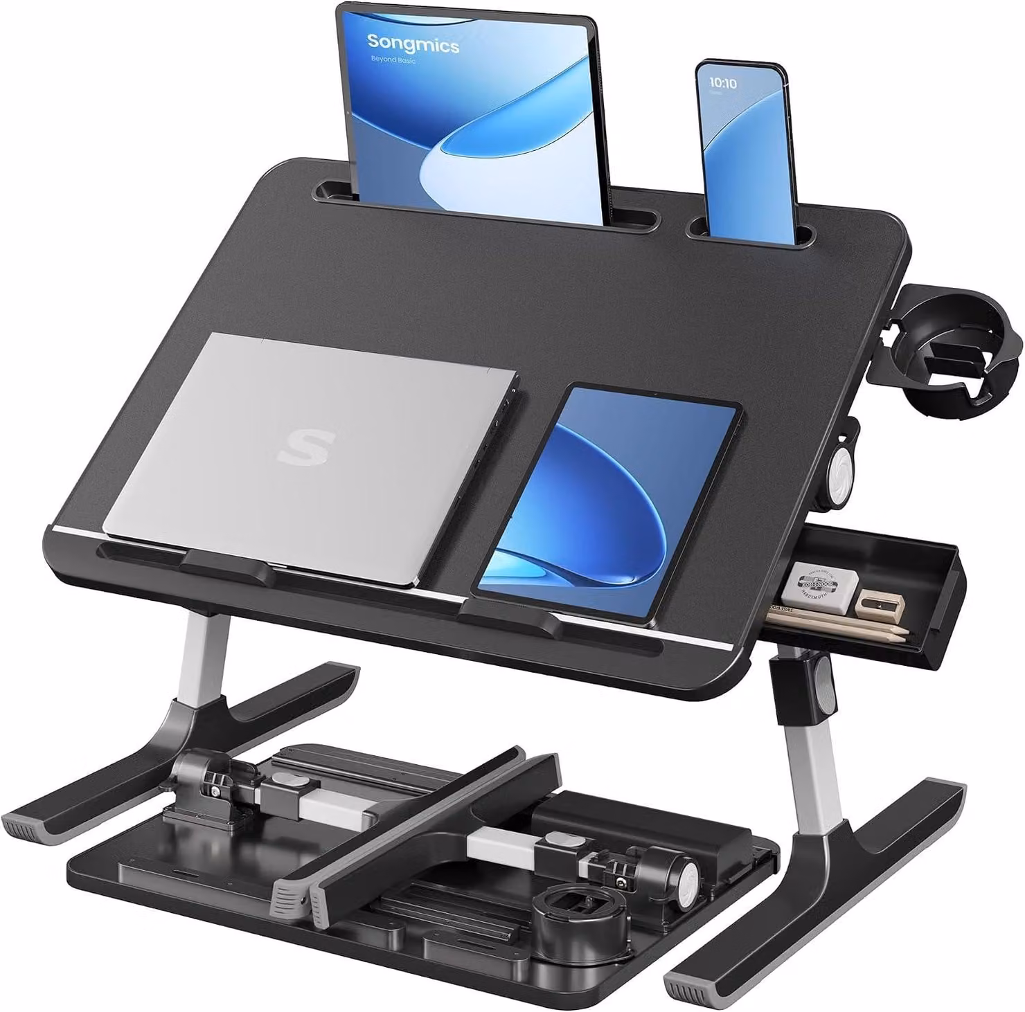 Tavolino per laptop da usare a letto - Tavolino pieghevole da usare a letto - Regolabile in altezza da 25,5 a 36 cm - Inclinabile fino a 120°