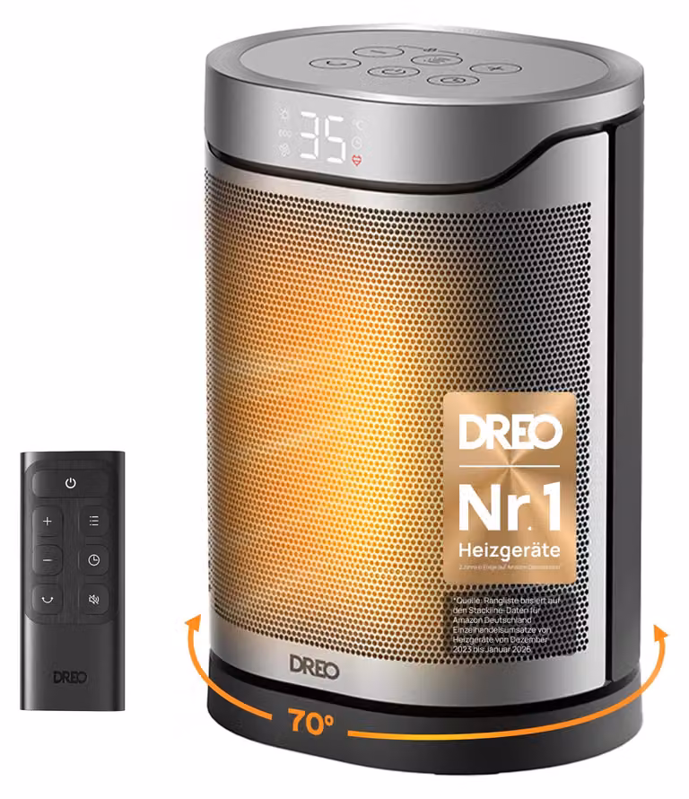 Stufa elettrica in Vetroceramica DREO, 318,1500 W, ideale per riscaldare camere da letto, modello da pavimento