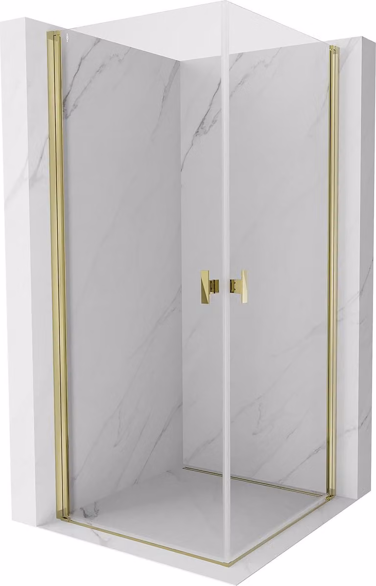 Mexen Mist-B Duo cabina doccia apribile 100 x 100 cm, trasparente, oro - 8A2-100-100-50-00