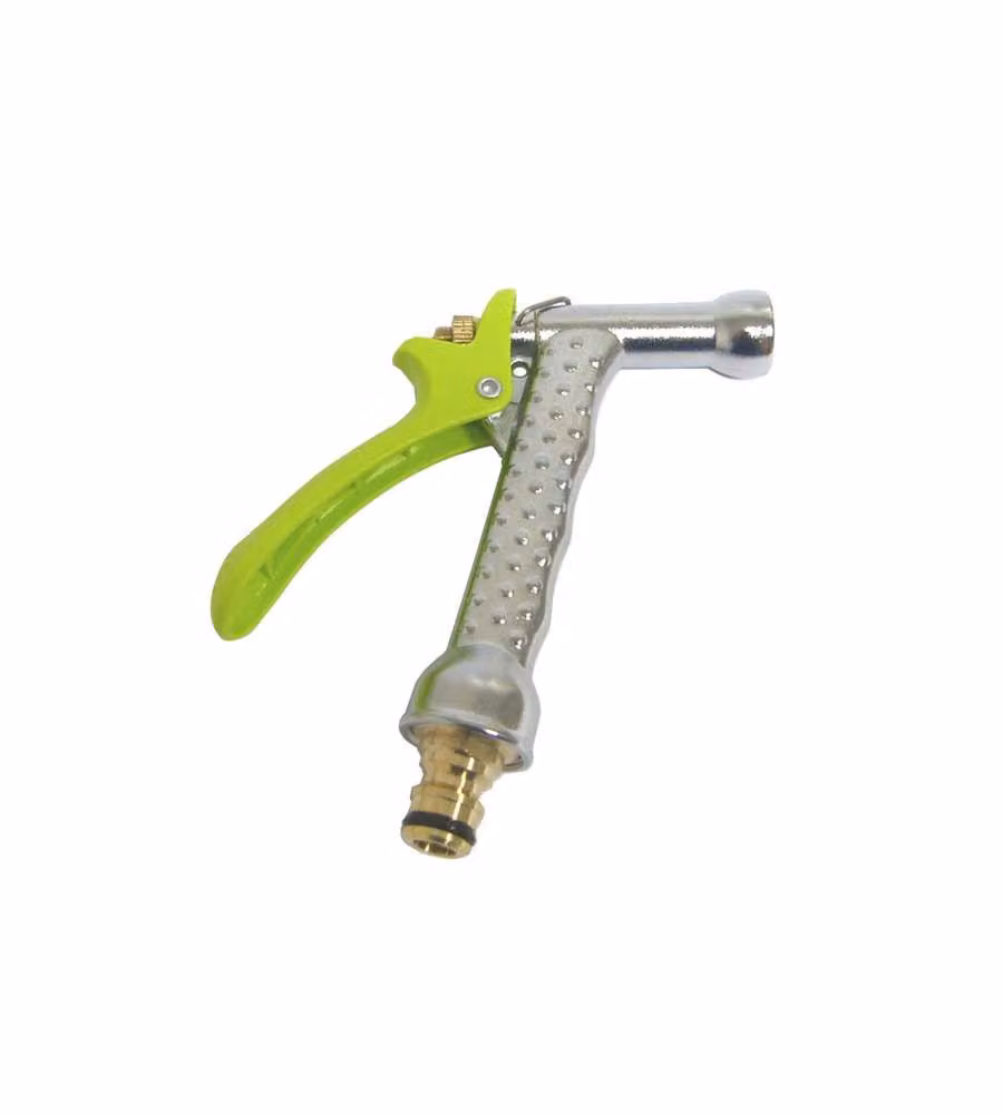 Lancia Pistola Regolabile Aquatech in Lega Colore Argento e Verde con Dettagli Ottone