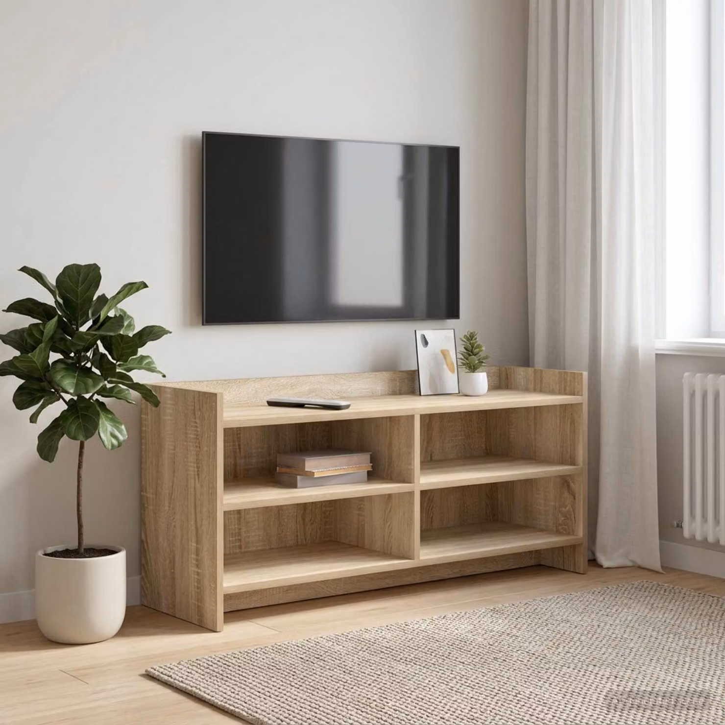 Mobile TV vidaXL in legno ingegnerizzato Rovere Sonoma, marrone, L 100 x P 33 x H 47 cm
