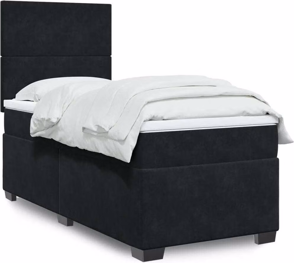 Maison Exclusive - Giroletto a Molle con Materasso Nero 100x200 cm in Velluto