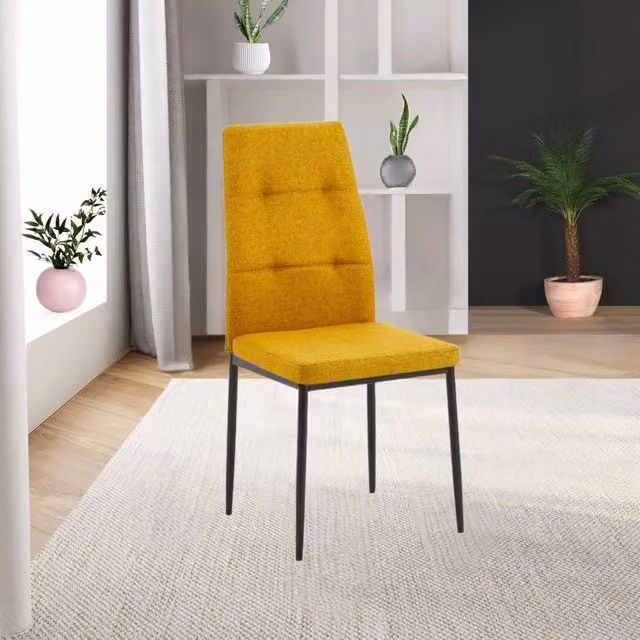 Set di 4 sedie da pranzo Adara Veriaffari in tessuto giallo e nero con struttura in metallo nero, L: 63.5 cm, P: 44 cm, H: 89 cm
