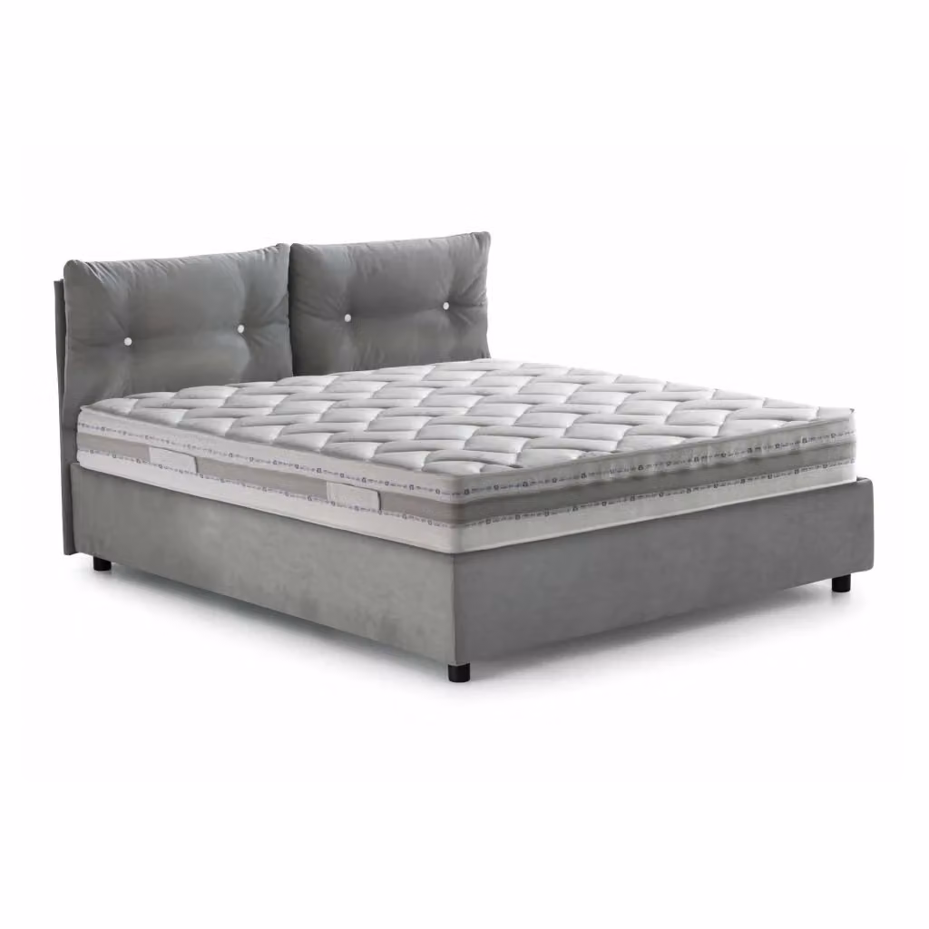 Letto Matrimoniale Talamo Italia con Contenitore a Alzata, Rivestimento in Tessuto Grigio, L/P: 160 x 200 cm – 2
