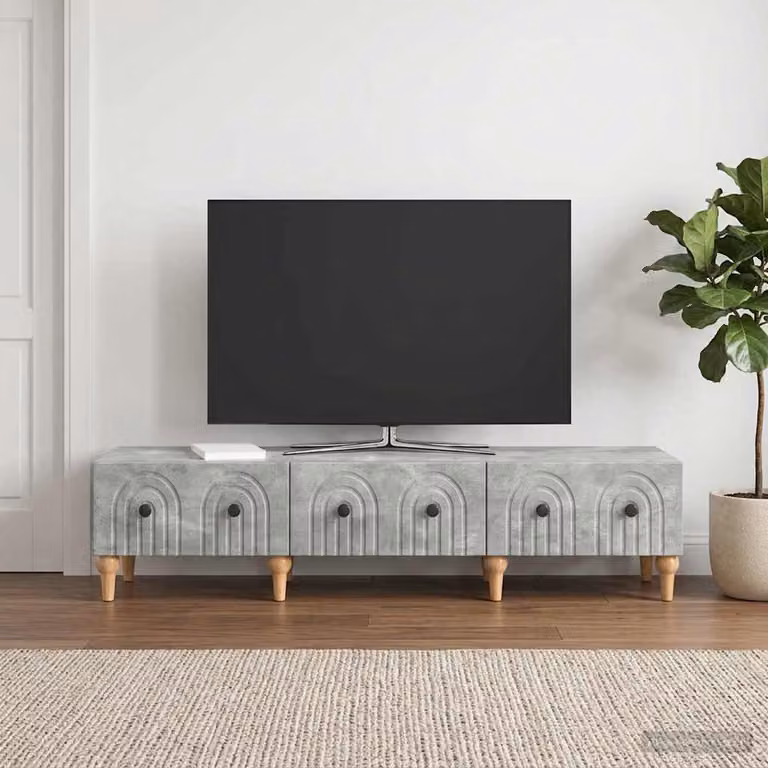 Mobile TV vidaXL con cassetto in stile moderno, Grigio Cemento, L 147 x P 34,5 x H 30 cm