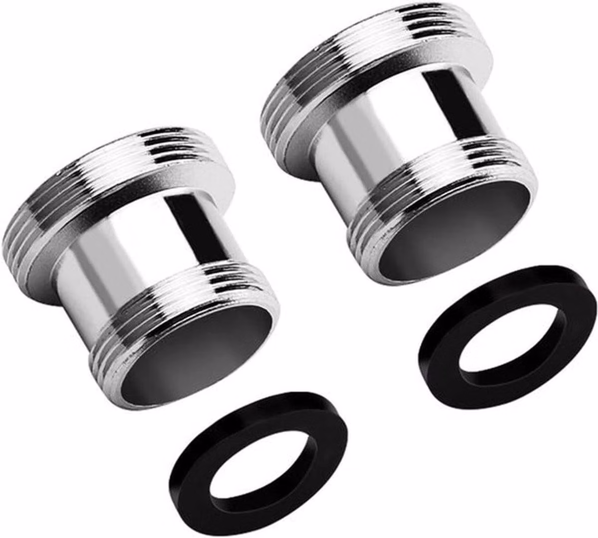 Set di 2 adattatori filettati da M18 a M22 per rubinetti da cucina e bagno, con guarnizione in gomma e funzione di filtro dell'acqua