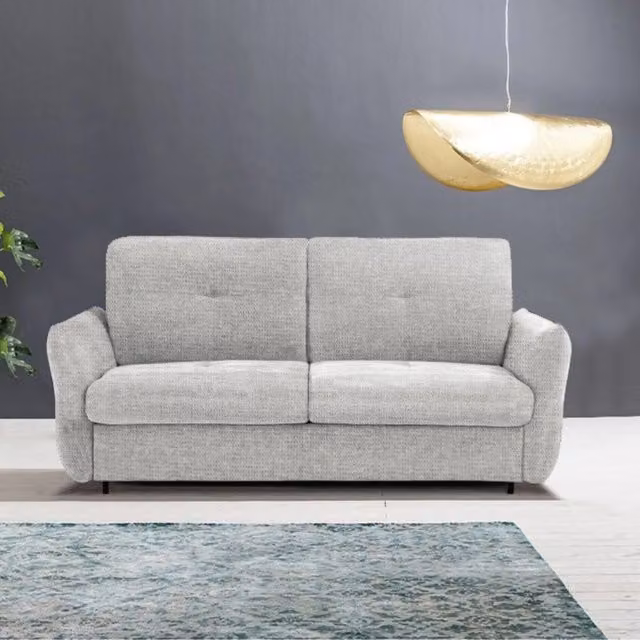 Divano letto 3 posti Marea Effezeta Italia in tessuto grigio chiaro con materasso da 20 cm, L: 205 cm, P: 100 cm, H: 102 cm – 1