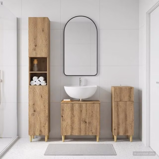 Set di armadietti da bagno in 3 pezzi DELFT Rovere Artigianale 3417872