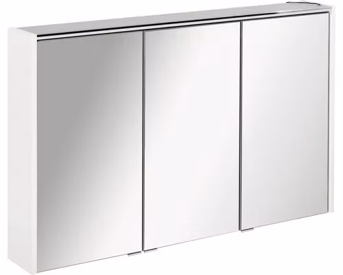 Armadietto a specchio LED DENVER di FACKELMANN / Armadietto da bagno con cerniere ammortizzate / Dimensioni (L x A x P): ca. 110 x 68,5 x 16 cm / Armadietto di alta qualità con specchio e illuminazione per il bagno / Struttura: bianco