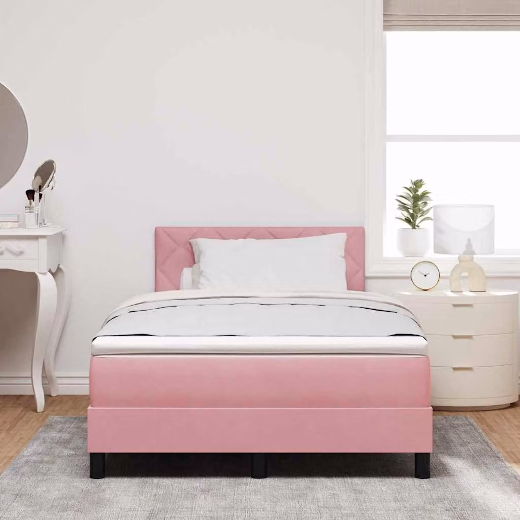 Maison Exclusive - Letto boxspring a LED con testiera rosa 120 x 190 cm in velluto