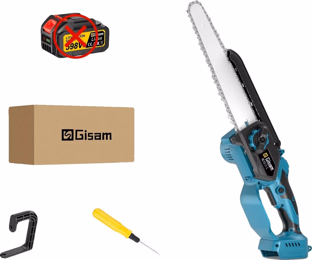 Motosega elettrica, motore brushless, display digitale, senza batteria Senza presa di corrente