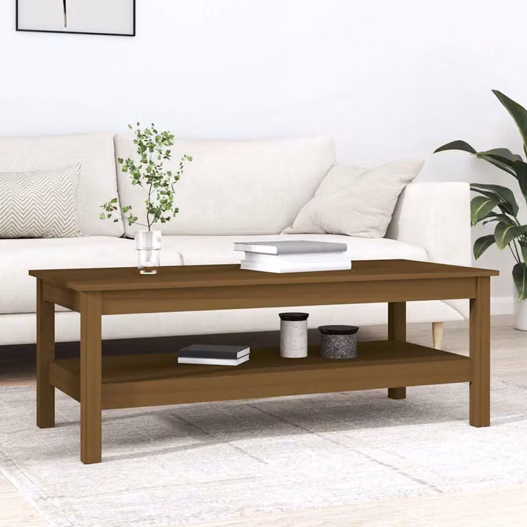 vidaXL Tavolino da Salotto Rustico in Legno di Pino Marrone L: 110 cm, P: 50 cm, H: 40 cm