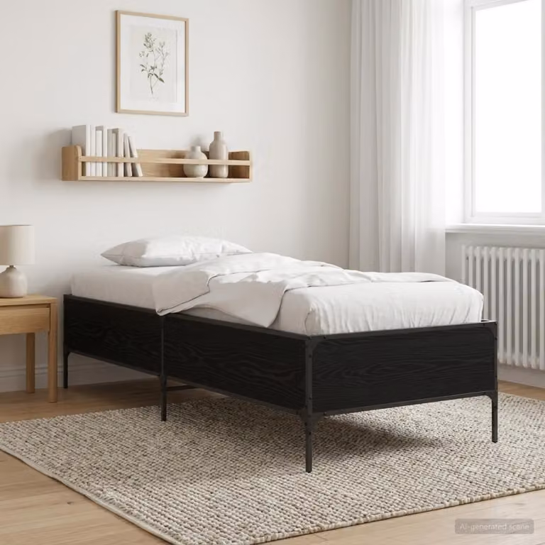 Struttura del letto moderna vidaXL in legno nero L: 80 cm, P: 200 cm, H: 140 cm